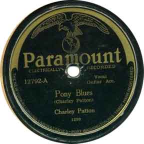 Etichetta del singolo Pony Blues, Paramount Records, 1929